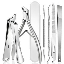 Ingrown Toenail Removal Kit, Precision Series 6-Piece Stainless Steel Ingrown Toenail Kit, Professional Grade Tools for Thick & Ingrown Nails, Home Pedicure Grooming Set with Travel Pouch