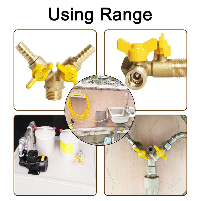 Aopin 3-Way Ball Valve Brass G 1/2" Male Thread x