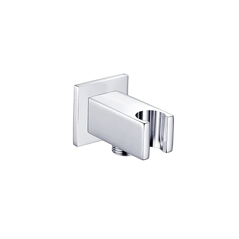 ENKI, O01, Square Shower Outlet Elbow with Holder, Brass Chrome