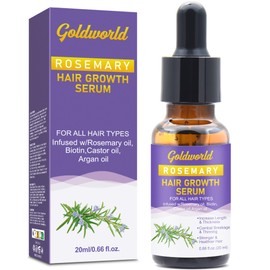 GoldWorld Hair Growth Serum,Rosemary Oil for Hair Growth with Castor Oil Biotin Argan Oil Hot Oil for Thinning Dry Damaged Hair,Hair Ingrown Regrowth Loss Treatments for Women Men