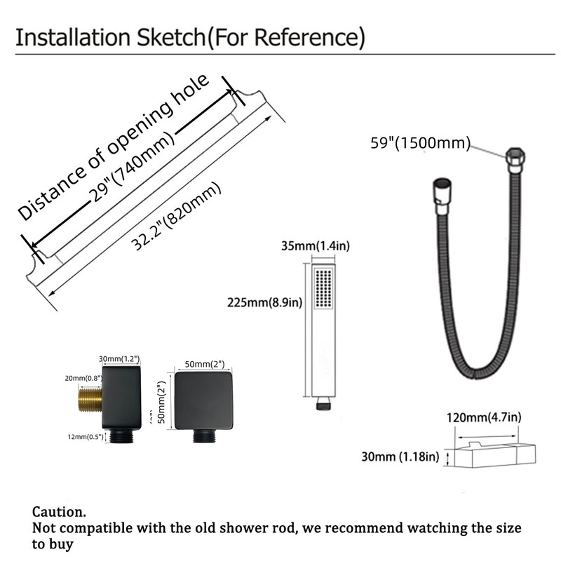 BEIYI Matte Black Hand Shower with Slide Bar High Pressure