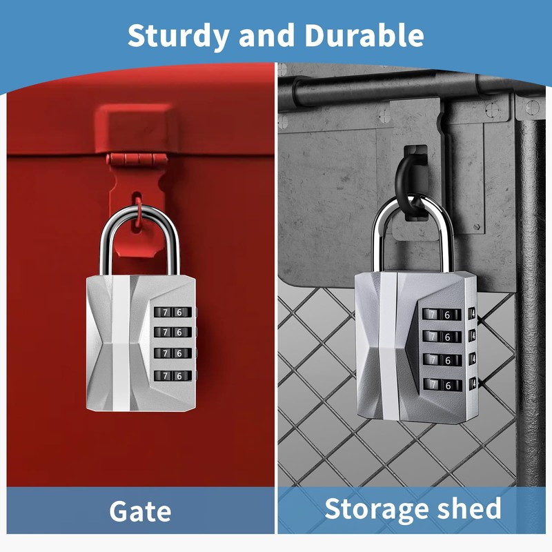 Heavy Duty, Combination Lock 4 Digit, Resettable, Waterproof Metal, School/Gym