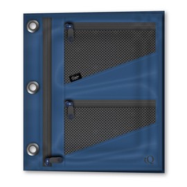 iScholar iQ+ Jumbo Expandable Pencil Pouch, 3 Pockets, Dark Blue (55035-DB)