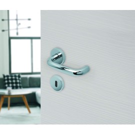 HDmirrorR Door Handles by Beschläge Hamburg: Door Fitting Scoop SBL 1104 - Door Handles with Deadlock Rosettes for Room Doors - Handle Set / Door Handle for Interior Doors, Round, Polished Stainless