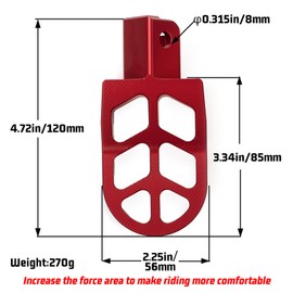 XINGWU Dirt Bike Footpegs Wide Foot Pedals CNC for CRF50 CRF70 CRF110 XR50 XR70 XR110 SSR CT200U KAYO SDG Pit Bike 50cc 70cc 80cc 90cc 100cc 110cc 125cc 150cc Mini Bike Foot Pegs Footrest Red