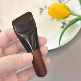 FTmoonie Foundation Brush, Spatula Shape, Flat Top, Makeup Brush, Face Brush, Portable Type, Super Soft Brown Fiber Bristles, Short Wood Handle, Pack of 1 for Daily Use, Convenient to Carry