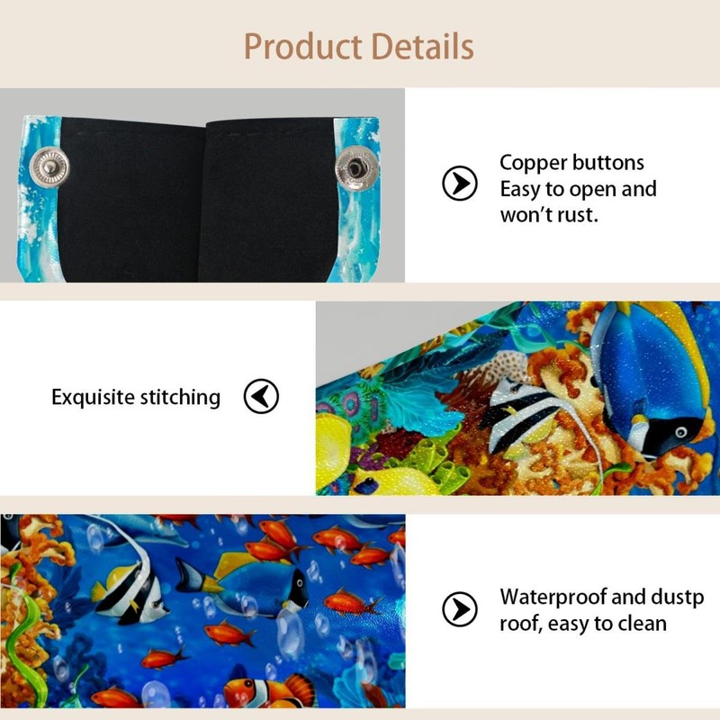 2 Pack Tissue Box Cover Holder, Under Water Fishes in