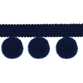 XL 2cm Pom Pom Bobble Trim Fringe Pompom Trimming Cushions Curtains Home Decor Sewing Craft Projects - Sold by The Metre - Navy Blue