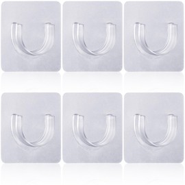 Mxxipp 6pcs Self-Adhesive Shower Rod Holder, Clear Invisible Curtain Rod Bracket, No Drilling Wall Mount Tension Rod Retainer for Bathroom Kitchen Bedroom
