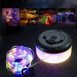 Camping String Lights, 2 in 1 Quick Storage 32.8FT Rechargeable Tent Lights String with 8 Lighting Modes, Hanging Waterproof Portable LED Lamp for Bedroom Yard Decor Christmas Camping Essentials - Color: YD2314 warm light