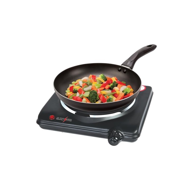 EUROSTAR Single Burner with Cast-Iron Flate Plate, Black