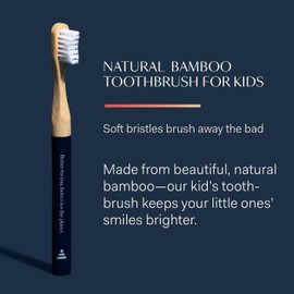 Better & Better Natural Bamboo Toothbrush for Kids | Extra Soft Bristle Toothbrush | 100% Plant-Based | Reusable Handle, Replaceable Brush Head | Eco-Friendly, Zero Plastic (Dark Blue)