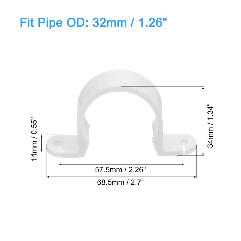 sourcing map 6Pcs PVC Pipe Straps, 32mm(1-1/4") Plastic Conduit Strap