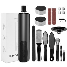 CAUTIOUS 2-in-1 Electric Callus Remover, 6 Adjustable Speed Pedicure Set, Electric Manicure Set (Black)