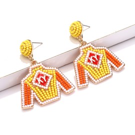 Pendientes colgantes con cuentas Derby Riding Suit de Kentucky Derby Race Day Pendientes de caballos, accesorios de carreras de caballos, Zinc, Sin gemas.