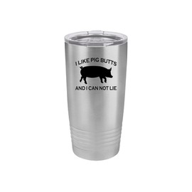 Rogue River Tactical Funny Barbecue 20 Oz. Travel Tumbler Mug Cup w/Lid Vacuum Insulated Hot or Cold I Like Pig Butts BBQ Grill Gift For Dad