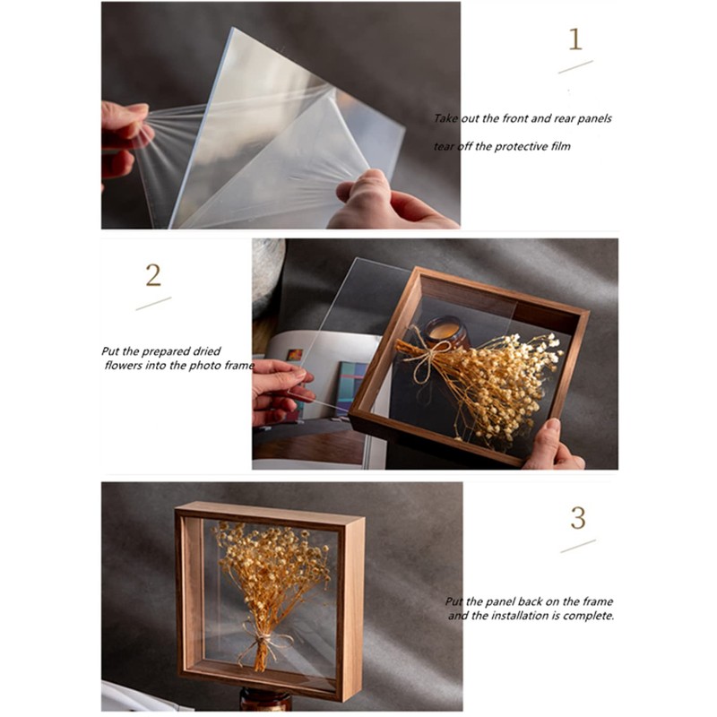 JOSON Wooden Dried Flower Photo Frame Dried Flower Display Stand