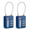 Brinks, 1/4in 3-Dial TSA Luggage Padlock with Steel Cable Shackle,