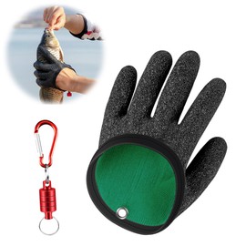 CZlinOduMMX Fishing Gloves, Waterproof Fishing Gloves, Hunting Gloves with Anti Cut and Magnetic Closure, Latex Fish Catching Gloves for Safe Handling of Pike, Catfish, Zander (Left Hand)