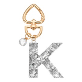 PATIKIL Alphabet Initial Letter Keychain, Cute Heart Crystal Keychains Car Keyring Letter K Pendant Charm Key Chain for Key Wallet Purse Handbag Backpack, Silver