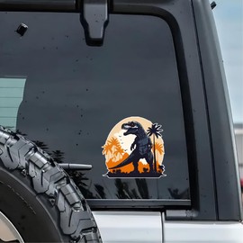 Dinosaur Sunset Car Stickers Vinyl Decals, Waterproof Removable Car Window Decals for Cars Motorcycles Laptops Windows Helmets Walls, 2 Pack B054
