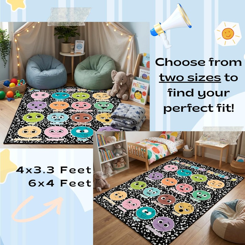 4x3.3FT Composition Notebook Calm Down Social-Emotional Classroom Rug