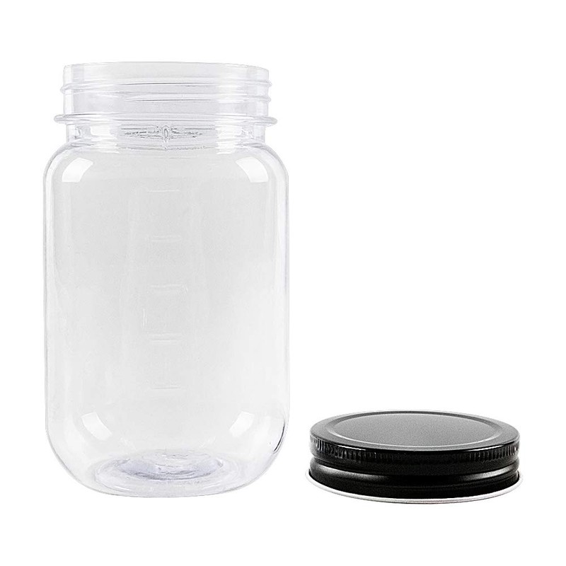 novelinks 16 oz Clear Plastic Jars with Lids, Refillable 16oz