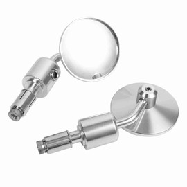 1 Pair 7/8" Round Handlebar Bar End Rear View Mirrors Motorcycle Motorbike Sidemirror Silver