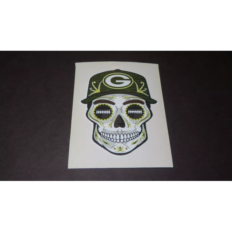 Green Bay Packers (Skull) Sticker. (3" x 2 1/4")