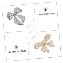 WOONEKY 5pcs Nail Art Stickers Rhinestones Bowknot Nail Studs Manicure Decorations for Women Crystals Sequins Nails Elegant and Fashionable Random Style