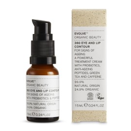 Evolve Organic Beauty - Natural 360 Eye + Lip Contour Cream | Certified Vegan Clean Beauty (12.8 g | 15 ml)