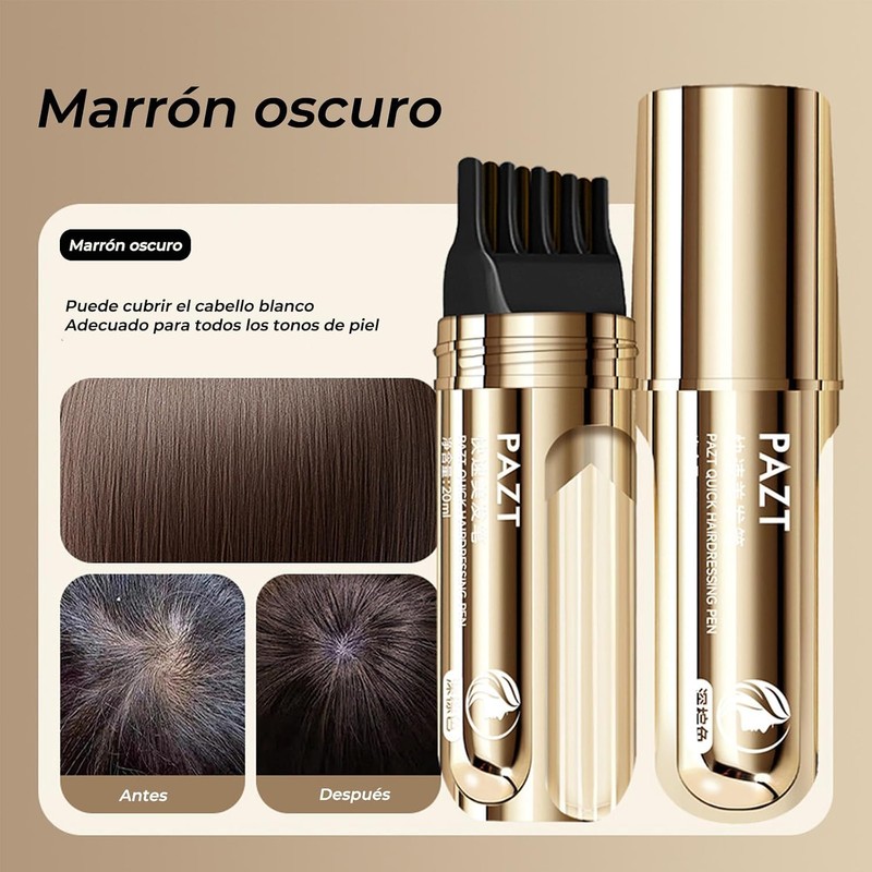 Retocador de Raíces Coreano, Marrón Barra Cubre Canas con Peine