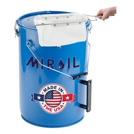MirOil Filter Pot Combo, Oil Pot & Oil Filter Bag, 6 Gallon Deep Fryer Grease Disposal Caddy w/Reusable EZ Flow Strainer Bag and Frame for Filtering & Safe Storage, Extends Life & Polish Fryer Grease