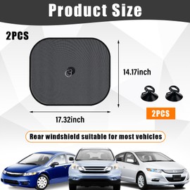 Kewucn 2 PCS Car Side Window Sun Shades with Suction Cup, 17.3"×14.2" Folding Privacy Protection Curtains and Sun UV Rays Blocker, Universal Auto Window Covers for Baby, Pets, Children (Back Seat)