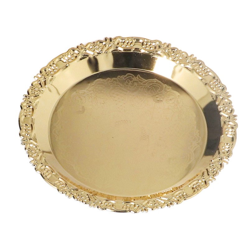 Round Decorative Dinner Plate Stainless Steel Storage Tray for Jewelry