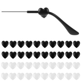 Sorcristy 40PCS Heart Eyeglasses Anti-Slip Silicone Ear Hooks, Heart-Shaped Eyeglass Retainers for Sunglasses, Reading Glasses (Black, White)