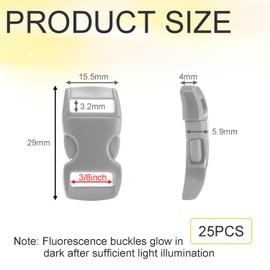 CooBigo 25Pack 3/8" Paracord Buckles, Curved Paracord Bracelet Clip, Plastic Side Release Buckle for Parachute 550 Cord Bracelet Clasps Dog Collar Straps DIY Craft Accessories (Gray)