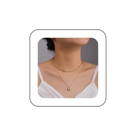 Cimenexe Bohemian Layered Shell Choker Necklace Gold Cowrie Shell Pendant Necklace Paper Clip Link Chain Necklace Metal Ocean Shell Necklace Jewelry for Women