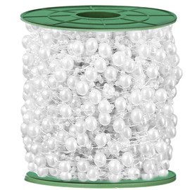 Fbshicung 196 Feet Artificial Pearl Beads Garland Plastic Pearl Strands Chain Pearl String for Crafting Wedding Decoration Party Centerpieces Bridal Bouquet Crafts Flower DIY Supplies (White)