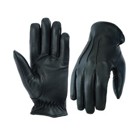 Men's Leather Police Classic Soft Genuine Real Driving Gloves Unlined Black (Black, Medium)