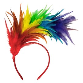 Elegant Fascinator Headband in Colourful Colours, Rainbow Feather Headband for Women and Girls, Festive Hair Accessories for Wedding, Carnival, Fancy Dress