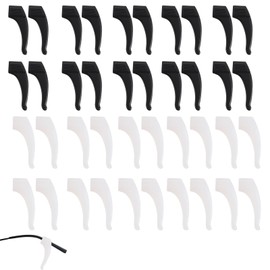 ROBOHOOK Eye Glasses Ear Grippers, 20 Pairs Anchor Glasses Grip Eyeglass Hooks Ear Grips Glasses Stoppers Ear Grips Anti Slip Design Lightweight And Comfortable (Transparent White)
