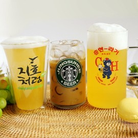 Pretty home cafe engraved printed beer mug housewarming gift birthday gift custom order production, No. 5 - Good day (face) No. 5 - Good day (face)_650 heat-resistant glass 650 heat-resistant glass / 예쁜 홈카페 각인 인쇄 맥주잔 집들이선물 생일선물  커스텀 주문 제작, 5번-좋은데이(얼굴)5번-좋은데이(얼굴)_650내열유리650내열유리