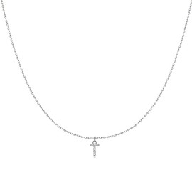 MARLION JEWELS Necklace and pendant set for women in 925 silver with cubic zirconia decorated letters. Silver chain for women ideal as a gift. Necklace for women. Jewellery for women, Gold - silver,