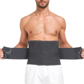 DOREIPA Abdominal Binder for Men and Women – Post Surgery & Postpartum Recovery Hernia Support Belt Waist Trainer for Men Adjustable Compression Wrap (Black,L)