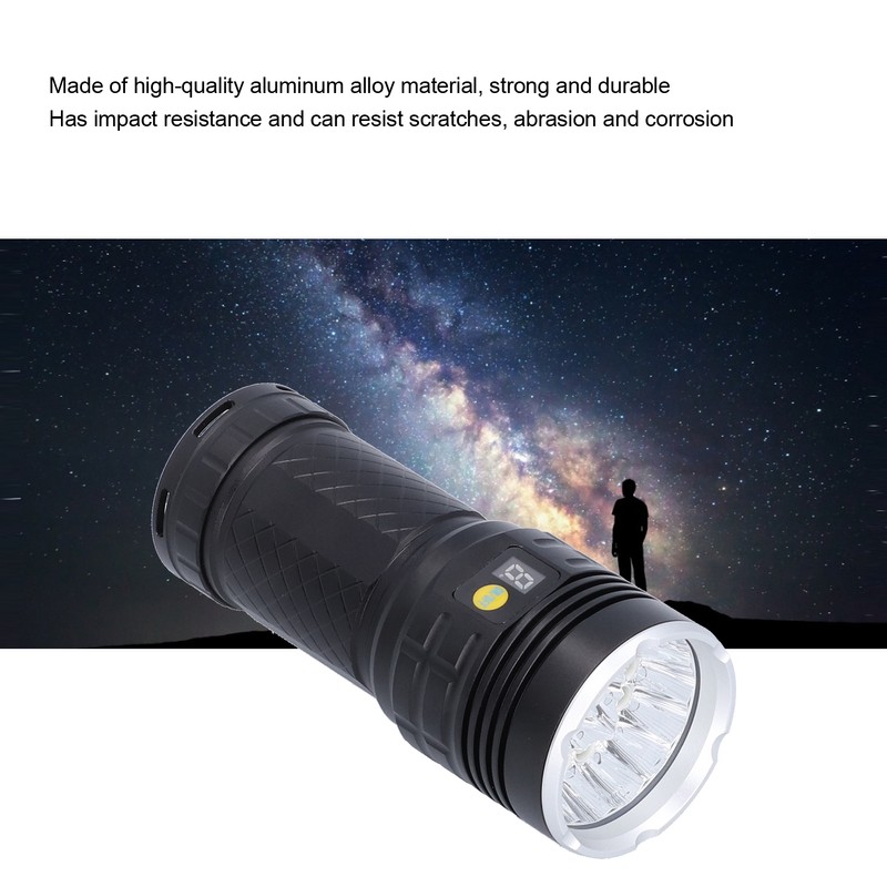 LED Flashlight XMT6 LED 15000lm USB Rechargeable IP65 Waterproof Outdoor