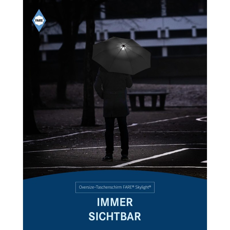 FARE Oversized Pocket Umbrella Skylight - Effective Umbrella with LED