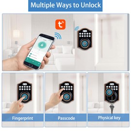 UMIK UMIKSMART Keyless Entry Door Lock, Fingerprint Smart Door Lock, Electronic Keypad Deadbolt for Front Door, Auto Lock, Easy Install (Antique Bronze)