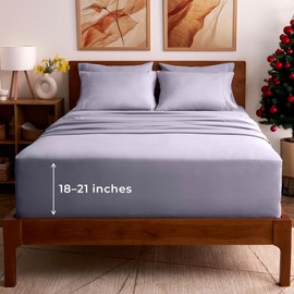 Mellanni Full Sheet Set - 6-Piece Iconic Collection Bedding, (Including 4 Pillowcases), 21-Inch Extra Deep Pocket, Easy Care, Ultra Soft, Cooling Sheets, Brushed Microfiber - Lavender