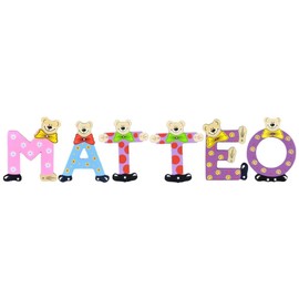 Playshoes Kinder Holz-Buchstaben Namen-Set Matteo - Sortiert